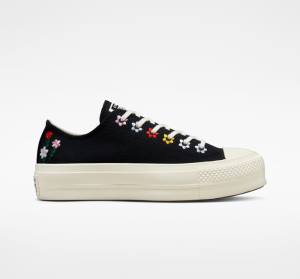 Boty Nízké Converse Chuck Taylor All Star Lift Platformyě Floral Embroidery Černé Viacfarebný | CV-619XVC