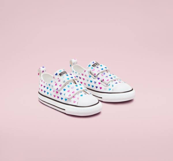 Boty Nízké Converse Chuck Taylor All Star Easy-On Foil Hearts Bílé Černé Růžové | CV-035DPZ
