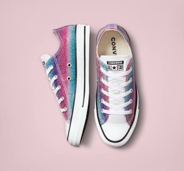 Boty Nízké Converse Chuck Taylor All Star Glitter Drip Bílé Béžový Bílé | CV-086PNU
