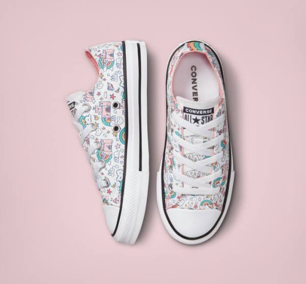 Boty Nízké Converse Chuck Taylor All Star Rainbow Castles Bílé Růžové Tyrkysové | CV-324TSP