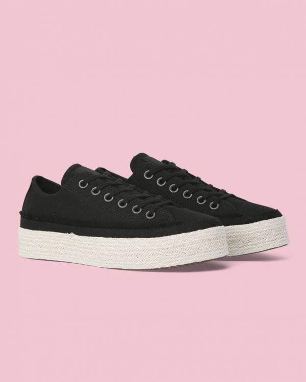 Boty Nízké Converse Chuck Taylor All Star Espadrilky Platformyě Černé | CV-398FAX