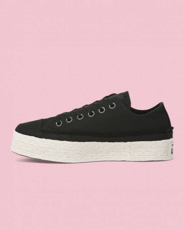 Boty Nízké Converse Chuck Taylor All Star Espadrilky Platformyě Černé | CV-398FAX