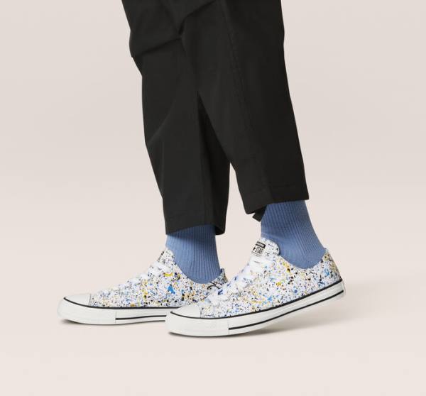 Boty Nízké Converse Chuck Taylor All Star Archive Paint Splatter Bílé Blankyt | CV-523TIK
