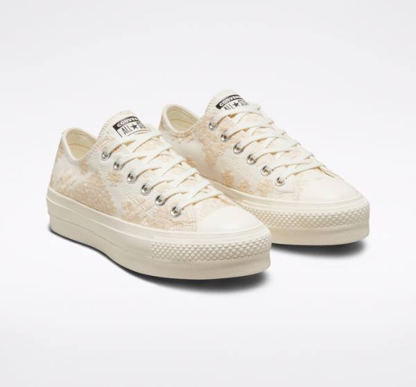 Boty Nízké Converse Chuck Taylor All Star Lift Platformyě Tonal Embroidery Bílé | CV-531ZIY