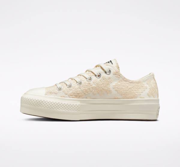 Boty Nízké Converse Chuck Taylor All Star Lift Platformyě Tonal Embroidery Bílé | CV-531ZIY