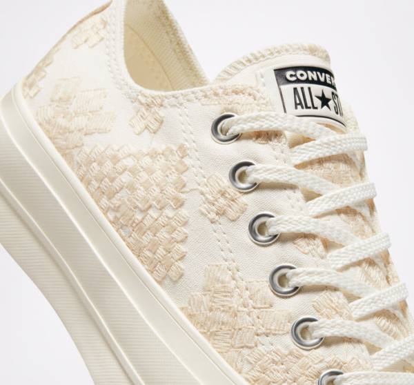 Boty Nízké Converse Chuck Taylor All Star Lift Platformyě Tonal Embroidery Bílé | CV-531ZIY