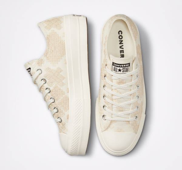 Boty Nízké Converse Chuck Taylor All Star Lift Platformyě Tonal Embroidery Bílé | CV-531ZIY