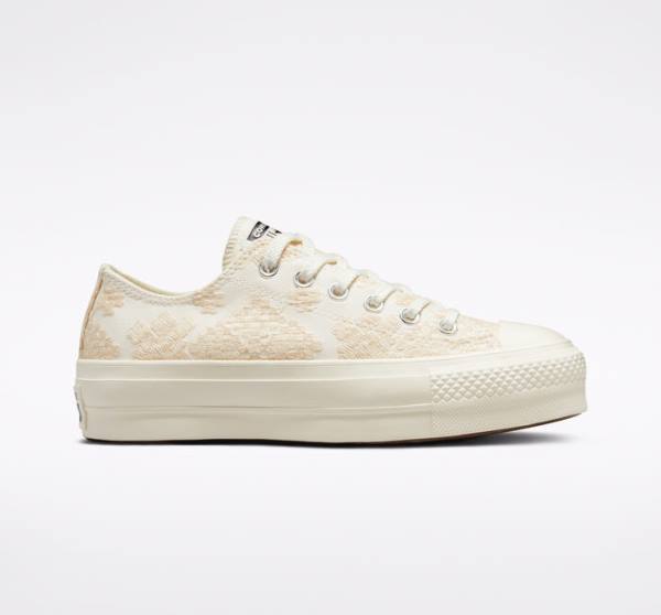 Boty Nízké Converse Chuck Taylor All Star Lift Platformyě Tonal Embroidery Bílé | CV-531ZIY