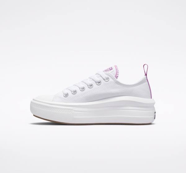Boty Nízké Converse Chuck Taylor All Star Move Platformyě Bílé Fialové Bílé | CV-547VRM