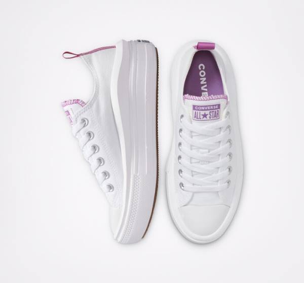 Boty Nízké Converse Chuck Taylor All Star Move Platformyě Bílé Fialové Bílé | CV-547VRM
