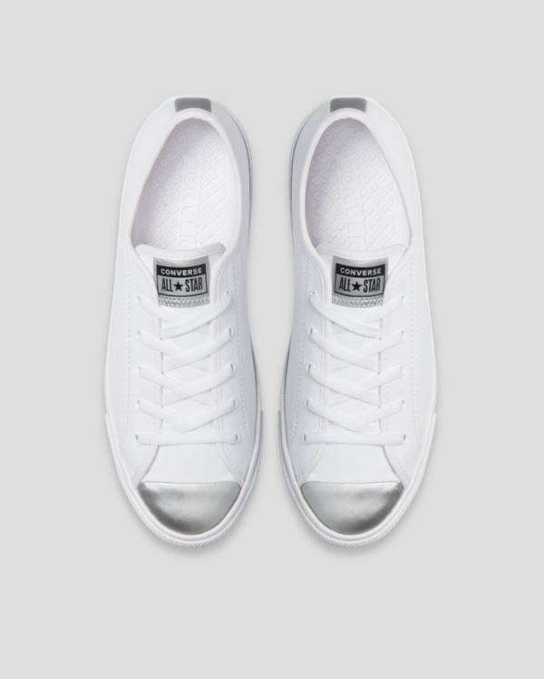 Boty Nízké Converse Chuck Taylor All Star Dainty Mono Metallic Bílé | CV-578TJW