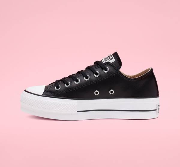 Boty Nízké Converse Chuck Taylor All Star Lift Platformyě Læder Černé Bílé | CV-749RHS