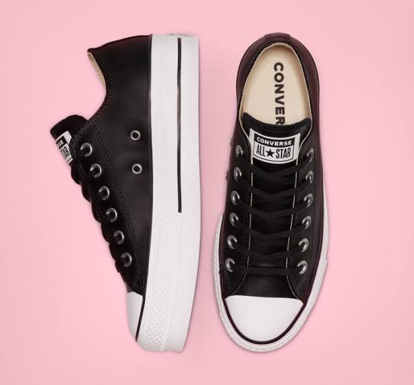 Boty Nízké Converse Chuck Taylor All Star Lift Platformyě Læder Černé Bílé | CV-749RHS