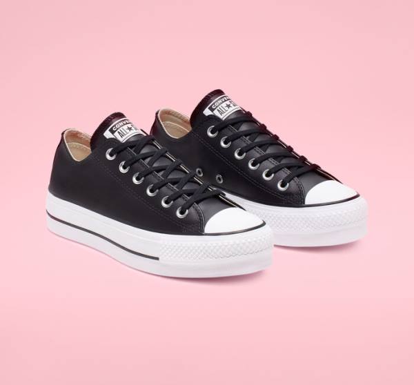 Boty Nízké Converse Chuck Taylor All Star Lift Platformyě Læder Černé Bílé | CV-749RHS