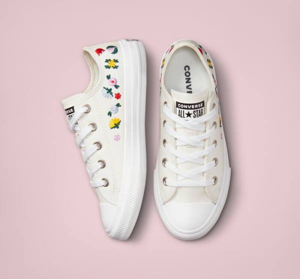 Boty Nízké Converse Chuck Taylor All Star Floral Embroidery Bílé Bílé | CV-807RJH