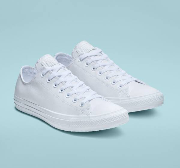 Boty Nízké Converse Chuck Taylor All Star Læder All White Bílé | CV-934ETL
