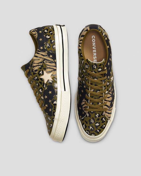 Boty Nízké Converse One Star Archive Print Mix Olivy Zelené Leopard | CV-271NEK
