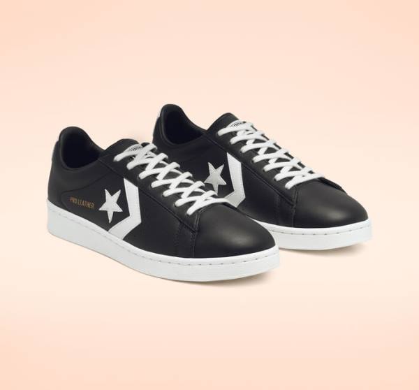 Boty Nízké Converse Pro Læder Černé Bílé | CV-486SER