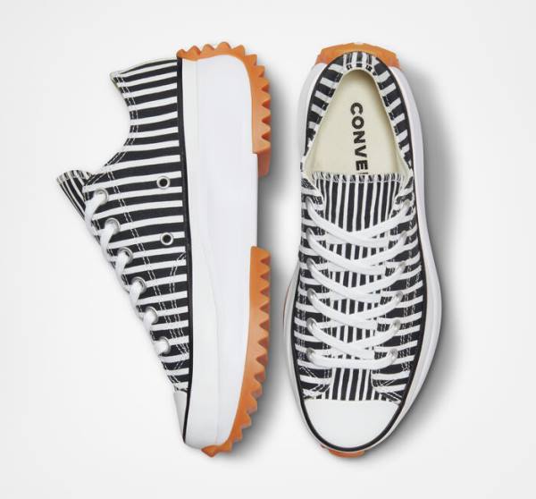 Boty Nízké Converse Run Star Hike Platformyě Stripes Bílé Černé Bílé | CV-250MBJ
