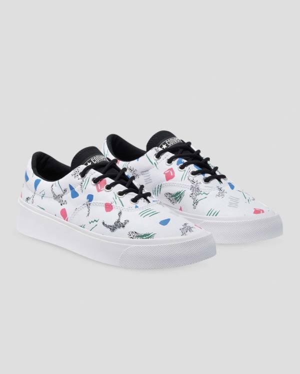 Boty Nízké Converse Skid Grip 80s Archive Print Bílé | CV-758MZS