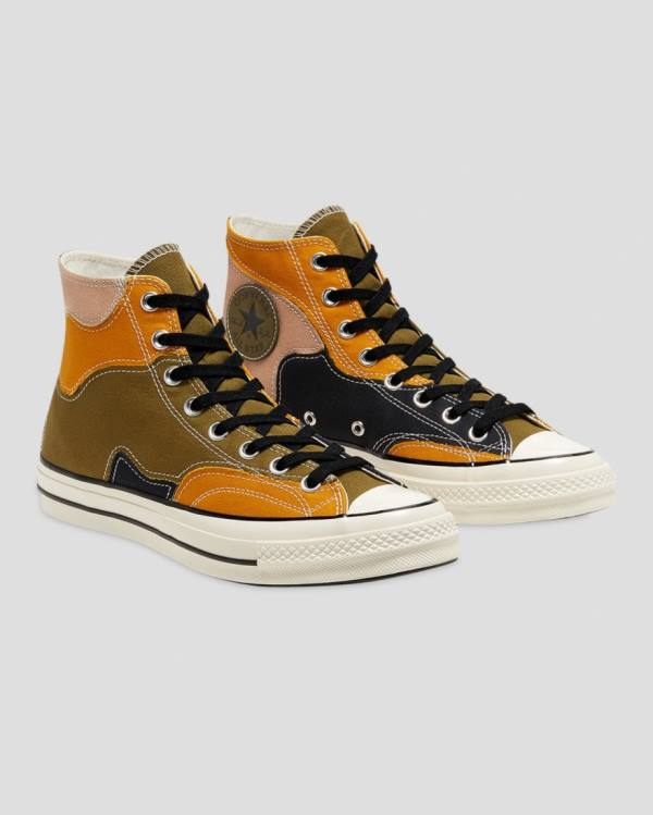 Boty Vysoké Converse Chuck 70 Archive Camo Overlay Olivy Zelené Oranžové | CV-109GOK