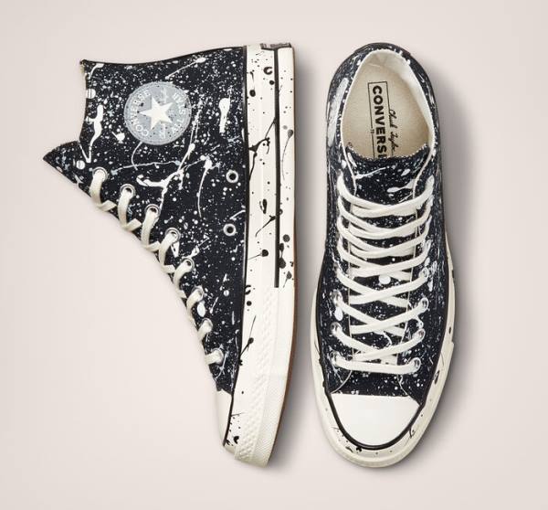 Boty Vysoké Converse Chuck 70 Archive Paint Splatter Černé Šedé | CV-012GHM