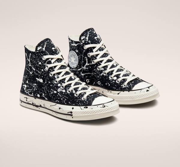 Boty Vysoké Converse Chuck 70 Archive Paint Splatter Černé Šedé | CV-012GHM