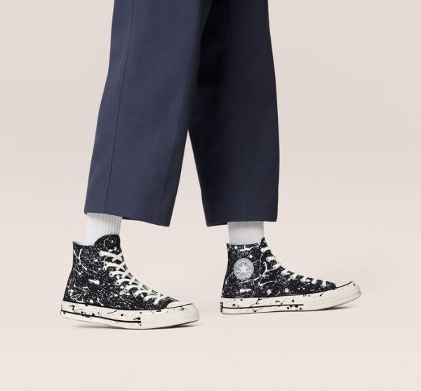 Boty Vysoké Converse Chuck 70 Archive Paint Splatter Černé Šedé | CV-012GHM