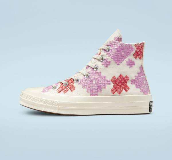 Boty Vysoké Converse Chuck 70 Bright Embroidery Růžové Červené | CV-104CFX