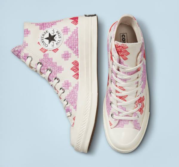 Boty Vysoké Converse Chuck 70 Bright Embroidery Růžové Červené | CV-104CFX
