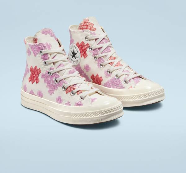 Boty Vysoké Converse Chuck 70 Bright Embroidery Růžové Červené | CV-104CFX