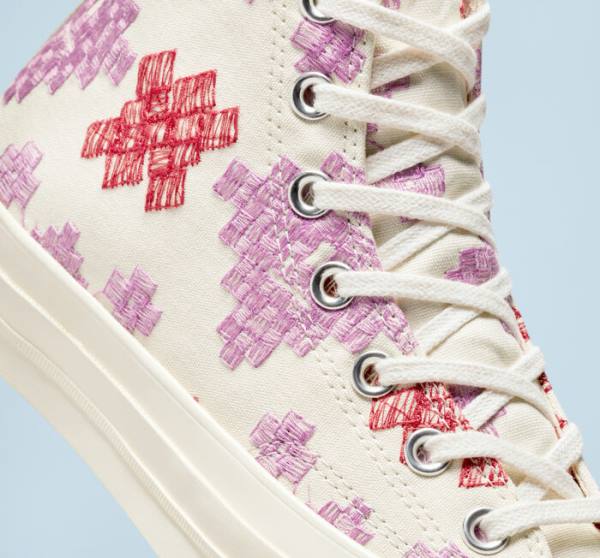 Boty Vysoké Converse Chuck 70 Bright Embroidery Růžové Červené | CV-104CFX