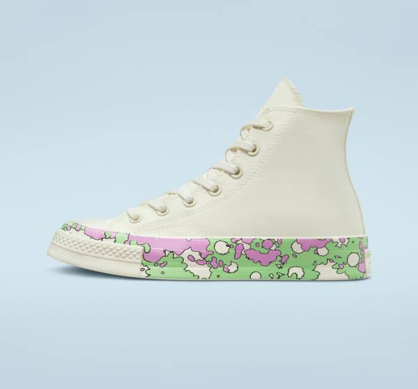 Boty Vysoké Converse Chuck 70 Crafted Florals Růžové Světle Zelene | CV-052DEN