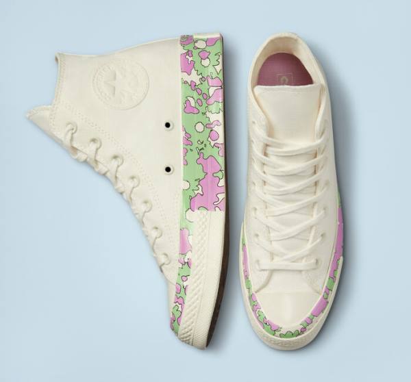 Boty Vysoké Converse Chuck 70 Crafted Florals Růžové Světle Zelene | CV-052DEN