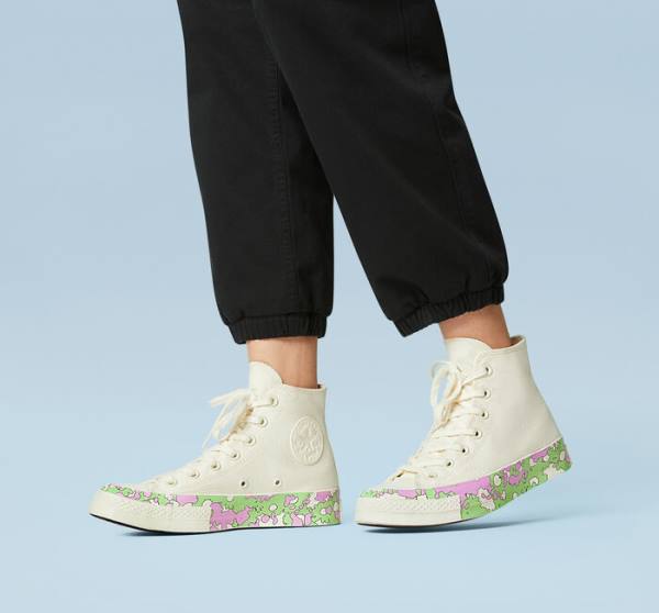 Boty Vysoké Converse Chuck 70 Crafted Florals Růžové Světle Zelene | CV-052DEN