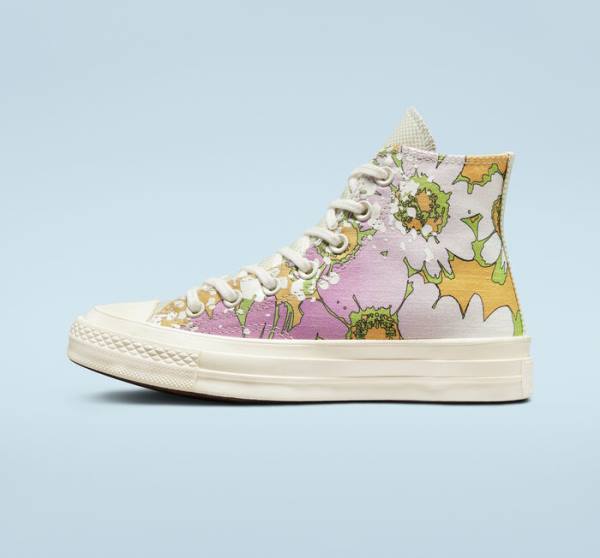 Boty Vysoké Converse Chuck 70 Crafted Florals Růžové Olivy Zelené | CV-317UEZ