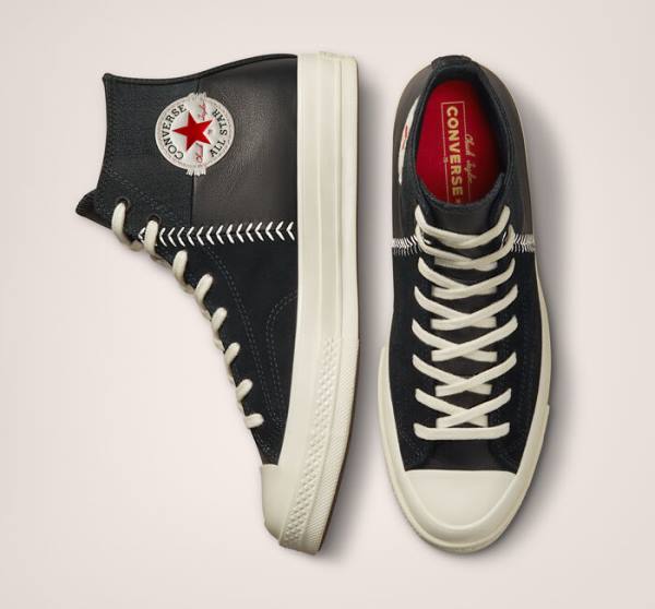 Boty Vysoké Converse Chuck 70 Crafted Læder Černé Červené | CV-620NIY