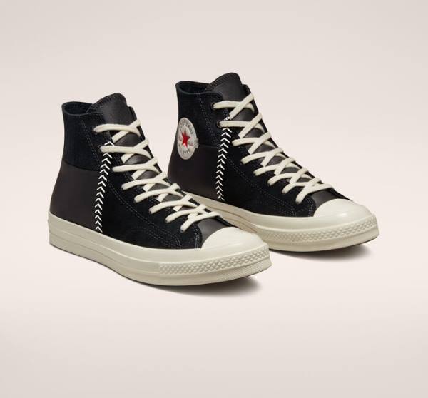 Boty Vysoké Converse Chuck 70 Crafted Læder Černé Červené | CV-620NIY