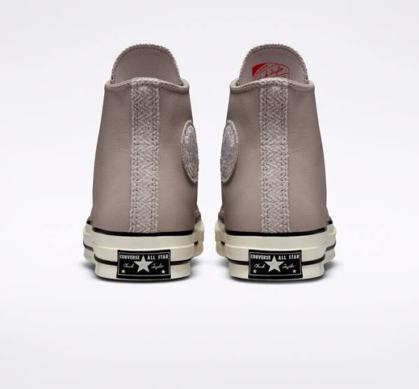 Boty Vysoké Converse Chuck 70 Crafted Læder Šedé Černé | CV-637HLS