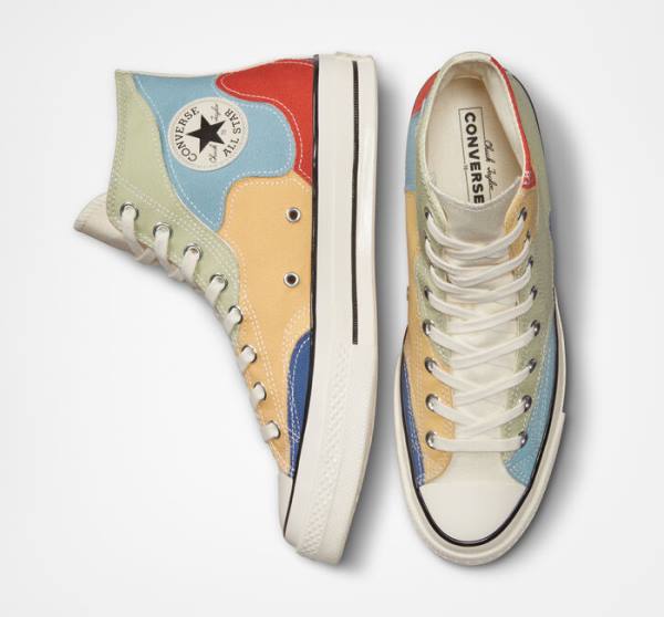 Boty Vysoké Converse Chuck 70 Crafted Patchwork Olivy Zelené Blankyt | CV-098IZF
