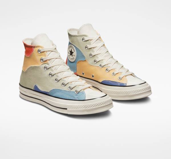 Boty Vysoké Converse Chuck 70 Crafted Patchwork Olivy Zelené Blankyt | CV-098IZF