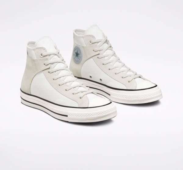 Boty Vysoké Converse Chuck 70 Crafted Platene Bílé Černé | CV-548XJM