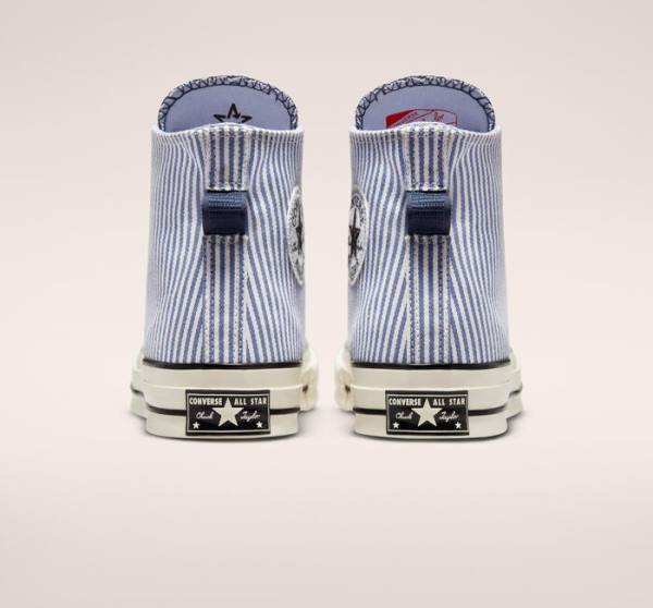 Boty Vysoké Converse Chuck 70 Crafted Stripe Indigo Černé | CV-074YXC