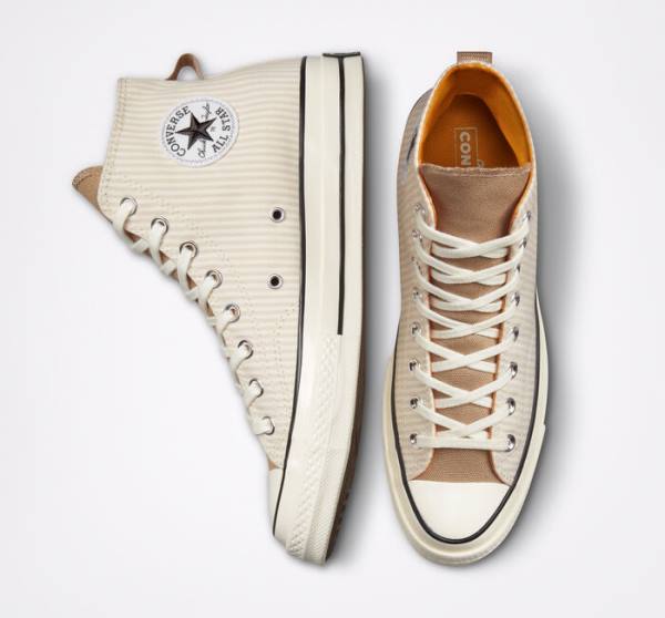 Boty Vysoké Converse Chuck 70 Crafted Stripe Hnědé | CV-423PVC