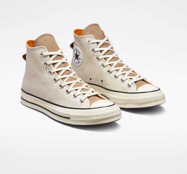 Boty Vysoké Converse Chuck 70 Crafted Stripe Hnědé | CV-423PVC
