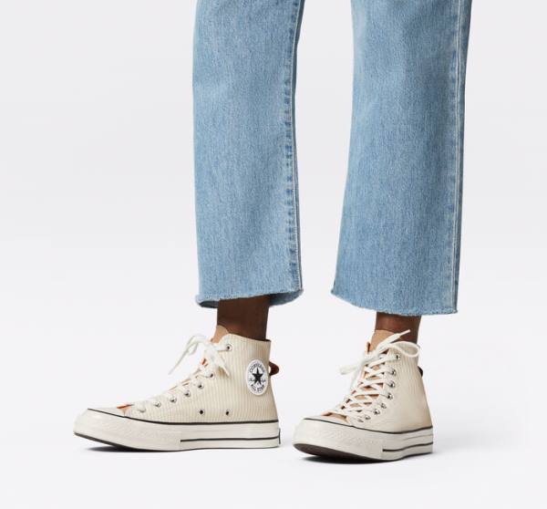 Boty Vysoké Converse Chuck 70 Crafted Stripe Hnědé | CV-423PVC
