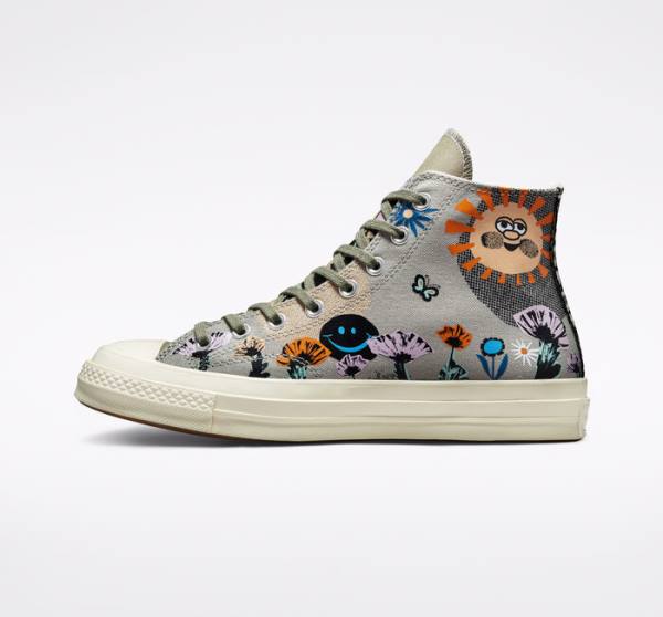 Boty Vysoké Converse Chuck 70 Floral Olivy Zelené Viacfarebný | CV-839FPT