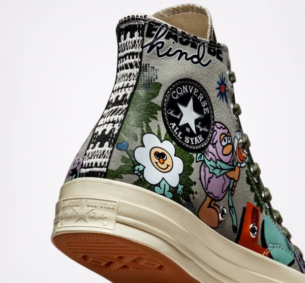 Boty Vysoké Converse Chuck 70 Floral Olivy Zelené Viacfarebný | CV-839FPT