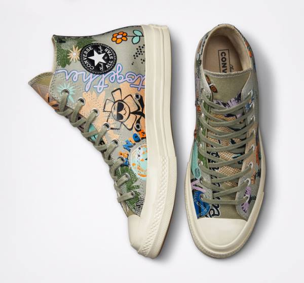 Boty Vysoké Converse Chuck 70 Floral Olivy Zelené Viacfarebný | CV-839FPT