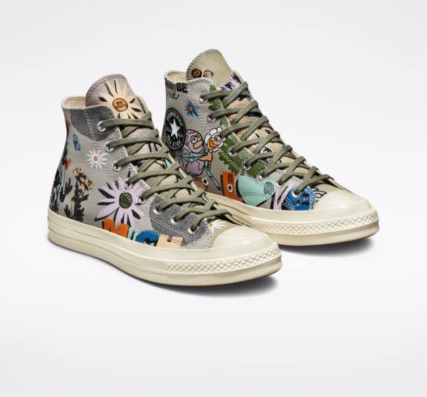Boty Vysoké Converse Chuck 70 Floral Olivy Zelené Viacfarebný | CV-839FPT
